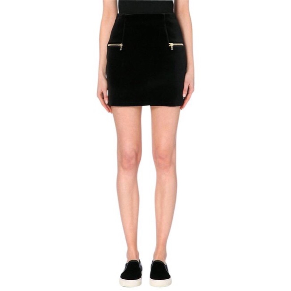Sandro Navy Velvet Skirt